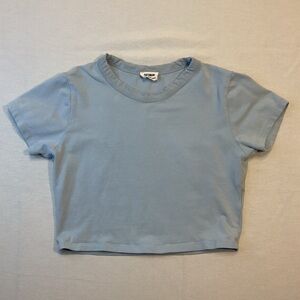 Cotton On Womens Light Blue Crop Top, Size S  1/4 Sleeve Casual Everyday